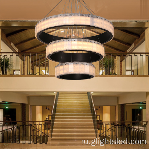 Отель круглый стеклянный светодиодный люстра подвесной светильник